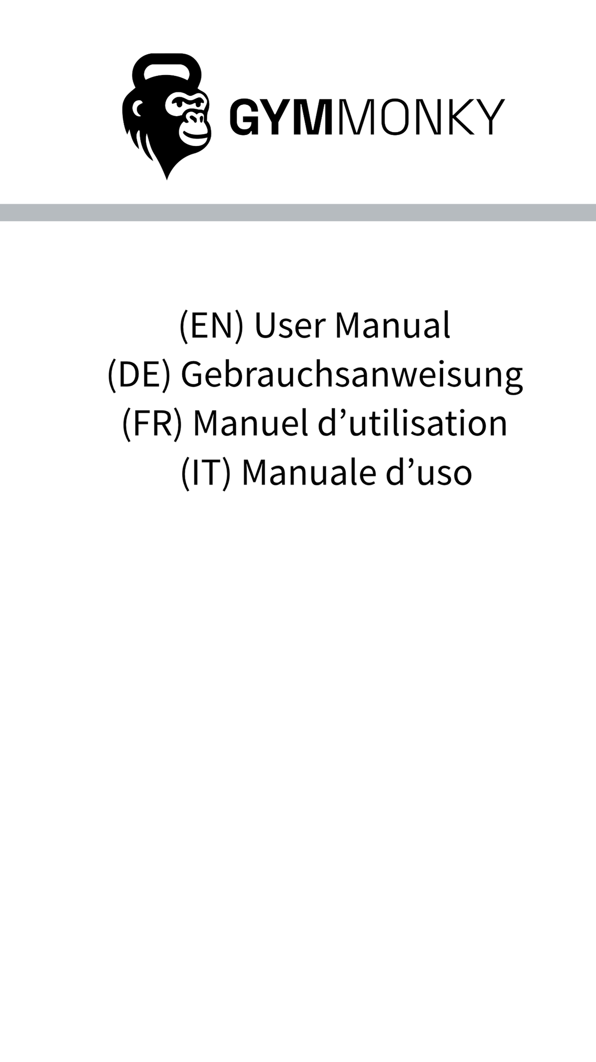 GYMMONKY Magnetic Towel Clip – Aperçu des langues : anglais, allemand, français et italien.